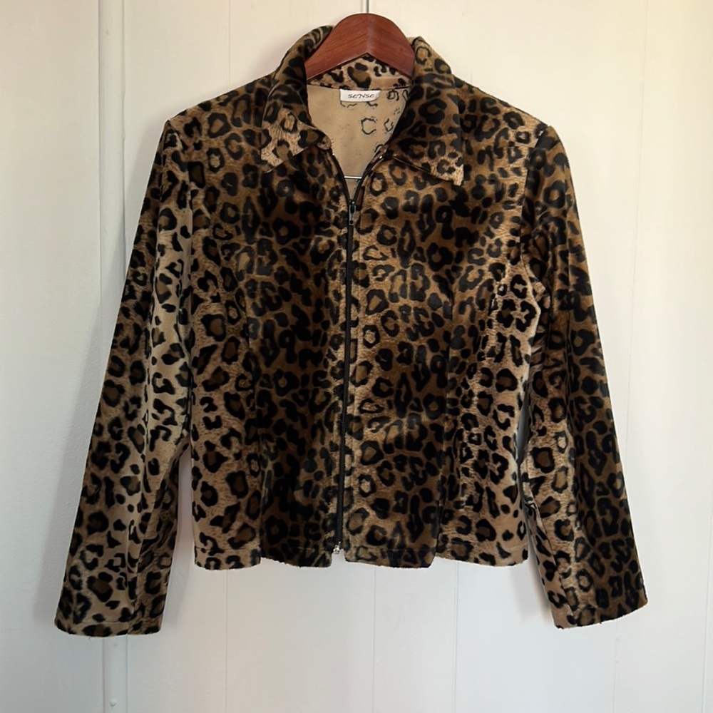 Y2K vintage leopard print zip up jacket